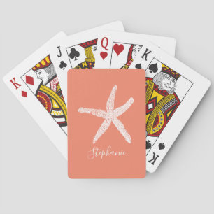 Seesterne Lachsrosa Orange Benutzerdefinierter Nam Spielkarten