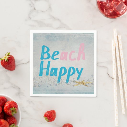 Seesterne mit glücklichem Zitat Serviette (Beispiel)