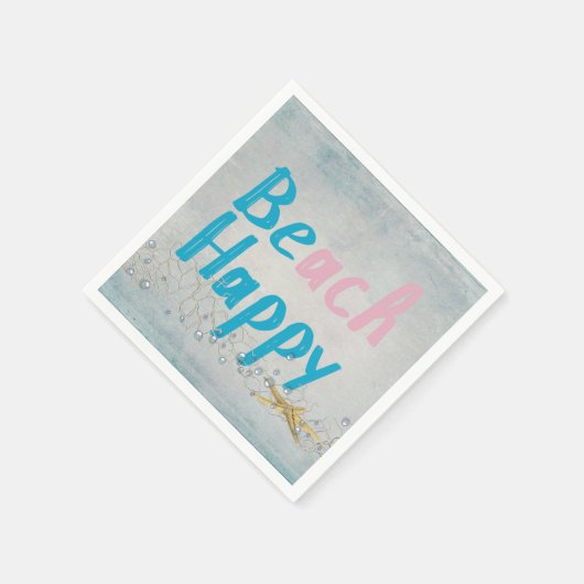 Seesterne mit glücklichem Zitat Serviette (Ecke)
