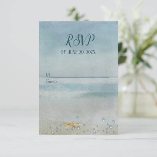 Seesterne mit Netz RSVP Karte (Stehend Vorderseite)