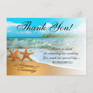 Seesterne Paar Danke   NAMEN IN DEN SAND SCHREIBEN Einladung