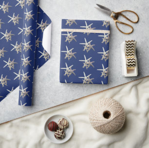 Seesterne Sanddollars Navyblau Geschenkpapier
