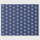 Seesterne Sanddollars Navyblau Geschenkpapier (Flach)