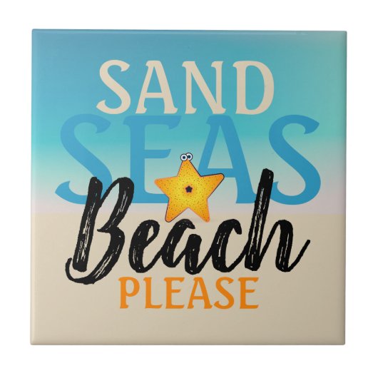 Seesterne Sandmeere Strand Fliese (Vorderseite)