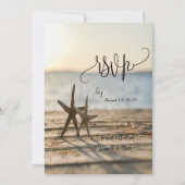 Seesterne Sandstrand Skript RSVP Einladung (Vorderseite)