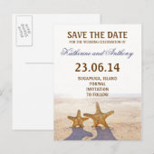 Seesterne Save the Date romantisch Ankündigungspostkarte (Vorne/Hinten)