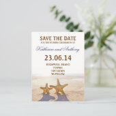 Seesterne Save the Date romantisch Ankündigungspostkarte (Stehend Vorderseite)