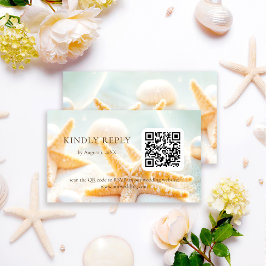 Seesterne Schalen Ozean Strand QR Code Hochzeit RS Begleitkarte