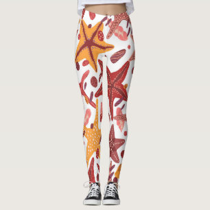 Seesterne Schalen: Skandinavisches Meeresmuster Leggings