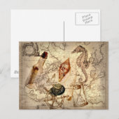 Seesterne seashell Nautical Map Postkarte (Vorne/Hinten)
