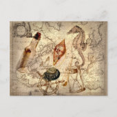 Seesterne seashell Nautical Map Postkarte (Vorderseite)