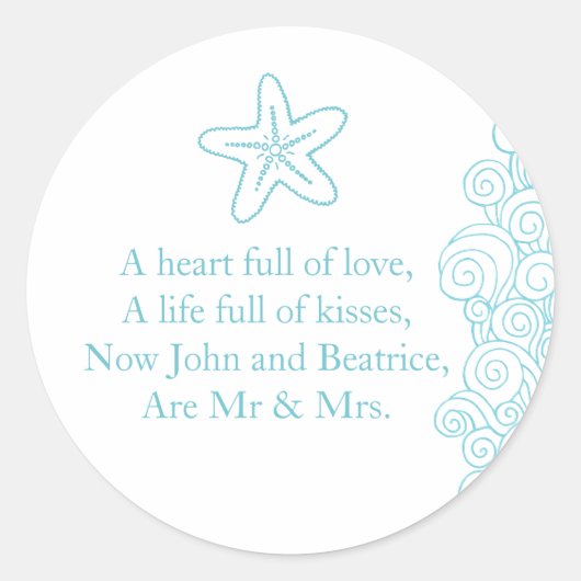 Seesterne-Seestrangerwellen Aqua-Aufkleber Runder Aufkleber (Vorderseite)