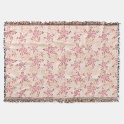 Seesterne und Korallen-Rosa-Pastell-Muster Decke (Vorderseite)