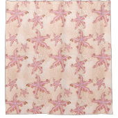Seesterne und Korallen Rosa Pastell-Muster Duschvorhang (Vorderseite)