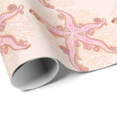 Seesterne und Korallen-Rosa Pastell-Muster Geschenkpapier (Rolleneckpunkt)