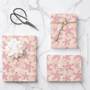 Seesterne und Korallen-Rosa Pastell-Muster Geschenkpapier Set