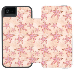 Seesterne und Korallen-Rosa-Pastell-Muster Incipio Watson™ iPhone 5 Geldbörsen Hülle