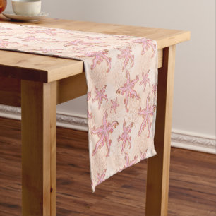 Seesterne und Korallen-Rosa Pastell-Muster Kurzer Tischläufer