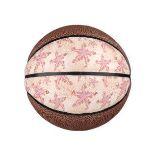 Seesterne und Korallen-Rosa-Pastell-Muster Mini Basketball