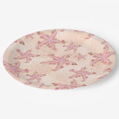 Seesterne und Korallen-Rosa-Pastell-Muster Pappteller (Schrägansicht)