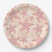 Seesterne und Korallen-Rosa-Pastell-Muster Pappteller (Vorderseite)