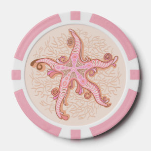 Seesterne und Korallen-Rosa-Pastell-Muster Pokerchips