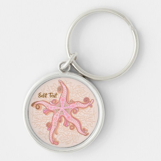Seesterne und Korallen-Rosa Pastell-Muster Schlüsselanhänger (Vorne)