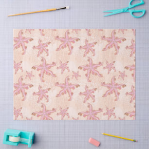 Seesterne und Korallen-Rosa-Pastell-Muster Seidenpapier