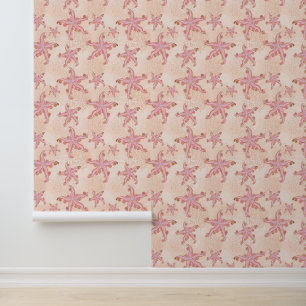 Seesterne und Korallen-Rosa Pastell-Muster Tapete
