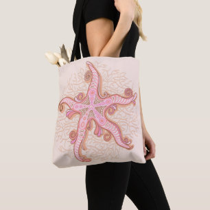 Seesterne und Korallen-Rosa-Pastell-Muster Tasche
