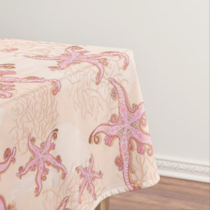 Seesterne und Korallen-Rosa-Pastell-Muster Tischdecke