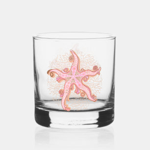 Seesterne und Korallen-Rosa-Pastell-Muster Whiskyglas