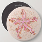 Seesterne und Korallen-Rosa-Pastellmuster Button (Vorne & Hinten)