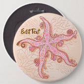 Seesterne und Korallen Rosa Pastellmuster Button (Vorne & Hinten)