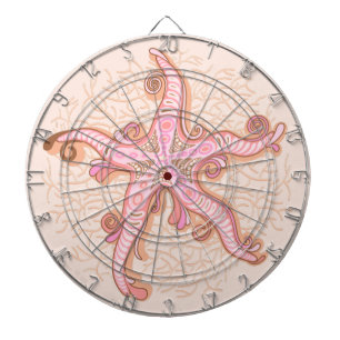Seesterne und Korallen Rosa Pastellmuster Dartscheibe