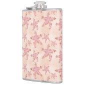 Seesterne und Korallen Rosa Pastellmuster Flachmann (Links)