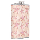 Seesterne und Korallen Rosa Pastellmuster Flachmann (Rechts)