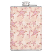 Seesterne und Korallen Rosa Pastellmuster Flachmann (Rückseite)