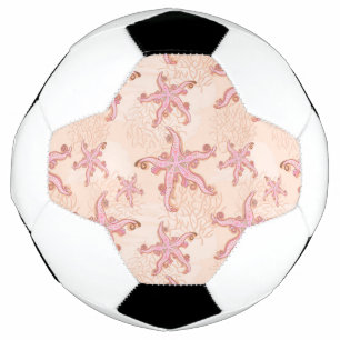 Seesterne und Korallen Rosa Pastellmuster Fußball