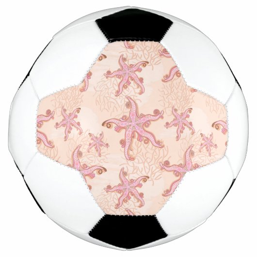 Seesterne und Korallen Rosa Pastellmuster Fußball (Vorderseite)