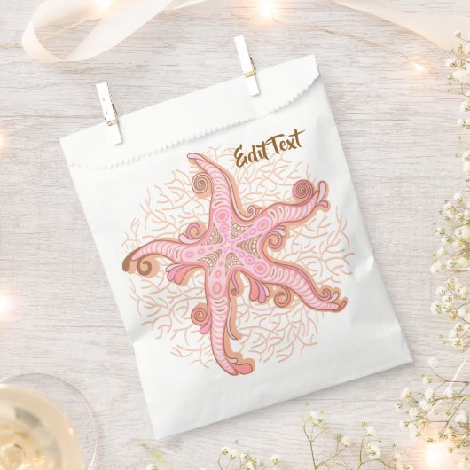 Seesterne und Korallen Rosa Pastellmuster Geschenktütchen (Ausgeschnitten)
