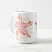 Seesterne und Korallen Rosa Pastellmuster Kaffeetasse (Vorderseite Links)