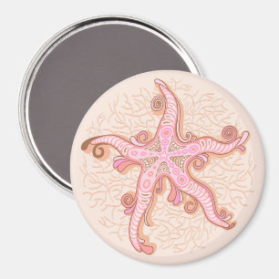 Seesterne und Korallen-Rosa Pastellmuster Magnet