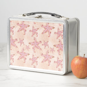 Seesterne und Korallen-Rosa Pastellmuster Metall Brotdose