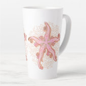 Seesterne und Korallen-Rosa-Pastellmuster Milchtasse (Rechte Ecke)