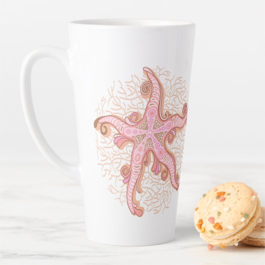 Seesterne und Korallen-Rosa-Pastellmuster Milchtasse (Beispiel)