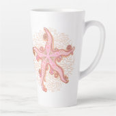 Seesterne und Korallen-Rosa-Pastellmuster Milchtasse (Rechts)