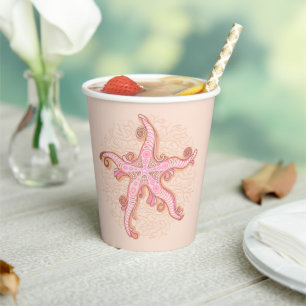 Seesterne und Korallen-Rosa-Pastellmuster Pappbecher