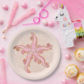 Seesterne und Korallen-Rosa-Pastellmuster Pappteller (Party)