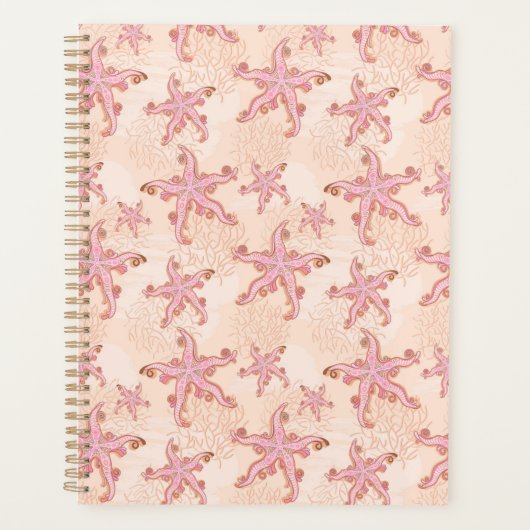 Seesterne und Korallen Rosa Pastellmuster Planer (Vorderseite)